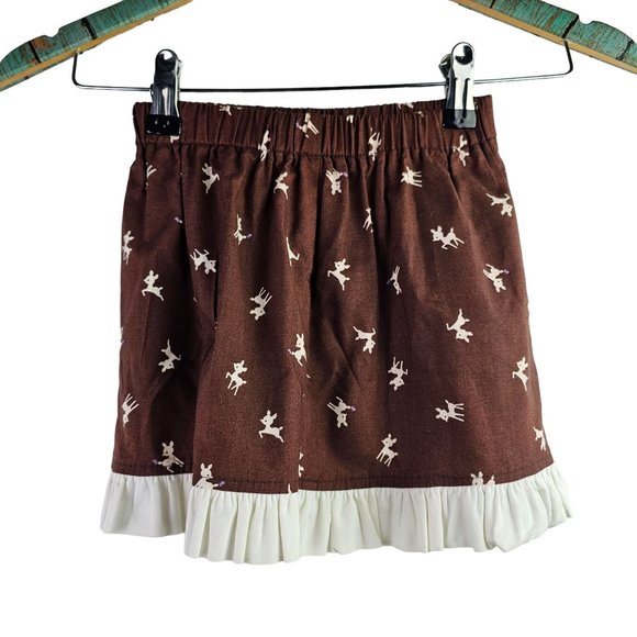 Hannah Kate RARE Little Girls Printed Reindeer Deer Skirt with Trim, Sz 4 - Picture 2 of 6